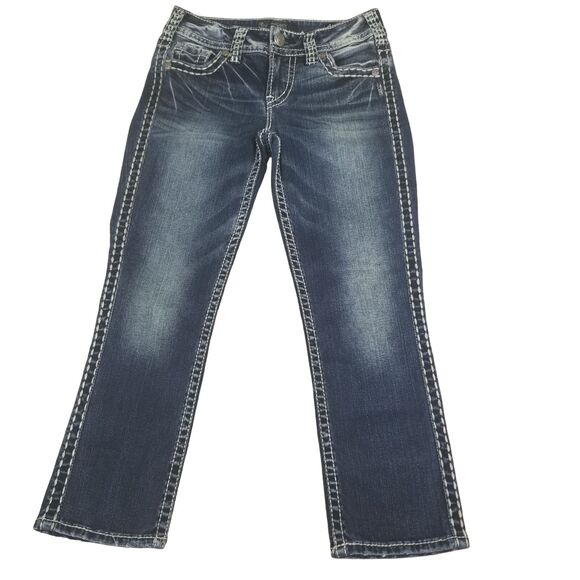 Silver Jeans Suki Fluid Mid Capri size 27 x 22.5 Cropped Denim Stretch Womans - Picture 1 of 10